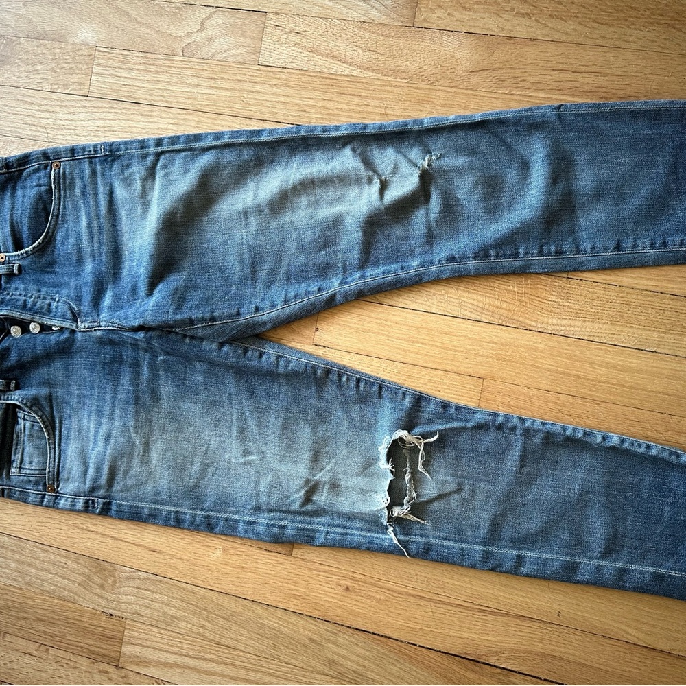 Citizens Of Humanity Blue Skinny Jeans with Distressed Details